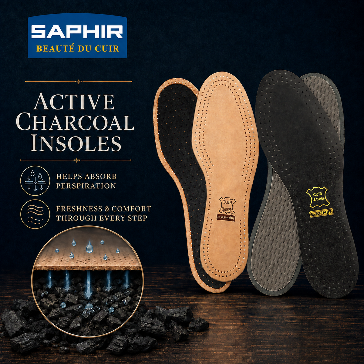 Leather & Charcoal Insoles