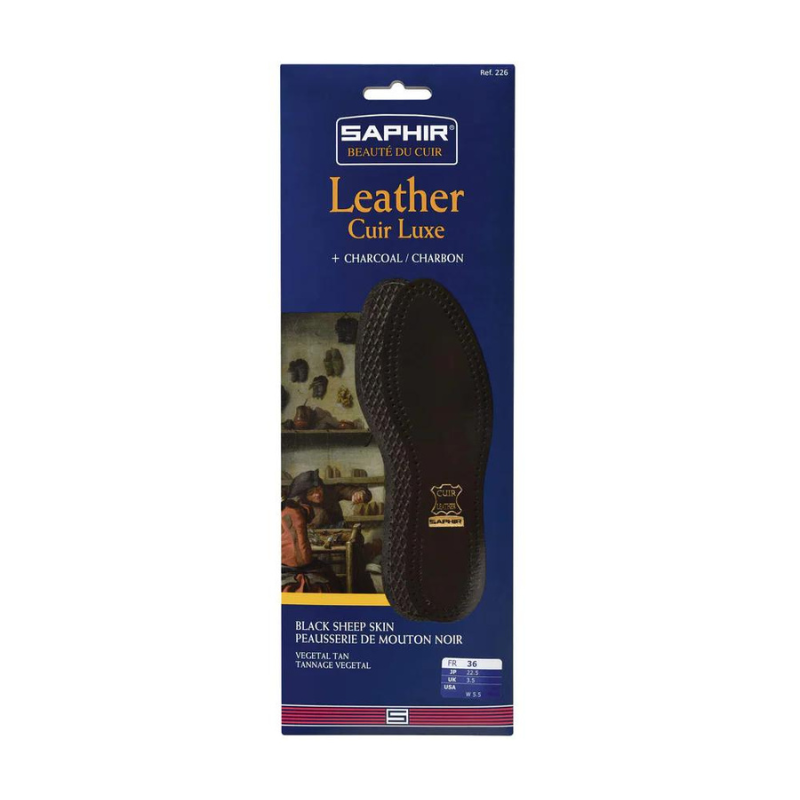 Black Leather on Charcoal Insoles Saphir Beauté du Cuir